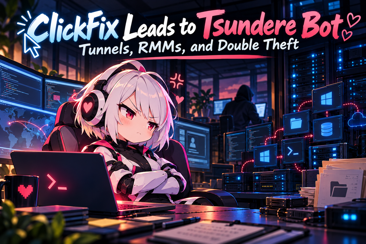 ClickFix leads to Tsundere Bot, Tunnels, RMM's and Double Theft - Private Case #39390
